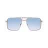 "Gafas Cazal con marco de color plateado y lentes de color azul degradado"